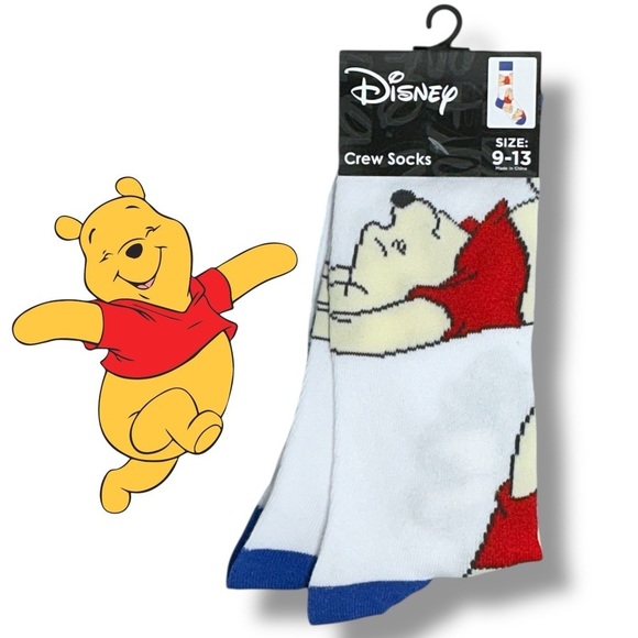 Disney Other - Winnie the Pooh Crew Socks Disney Fun Novelty Adult Unisex Mens One Size 9-13
